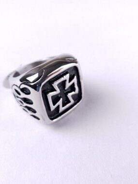 Mens Biker Ring Iron Cross 316 Stainless Steel Heavyweight Sz 11 Jewelry Rock